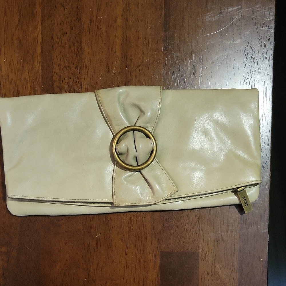 Elegant Pale Green Clutch with Gold Accent